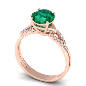 Anillo REYES con Gema de Esmeralda de Corte Brillante Redondo de 2 Quilates, Certificado GRA, Plata de Ley 925, Moissanita, Piedra de Nacimiento, Joyería Fina - Product Image 4