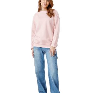 2025 venta al por mayor de Sudadera de cuello redondo de algodón de cuello alto personalizado de lana suave para mujer - Product Image 3