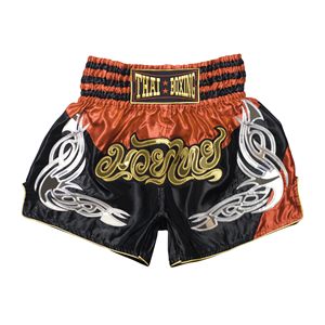 Shorts de Muay Thai con diseño personalizado, material satinado, tela transpirable, cintura elástica, shorts de entrenamiento para hombres y mujeres, ropa de gimnasio y fitness. - Product Image 2