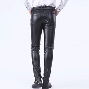 Pantalon chino en similicuir pour homme, coupe slim, léger, imperméable, respirant, taille mi-haute, fermeture boutonnée, coupe droite, streetwear - Product Image 2