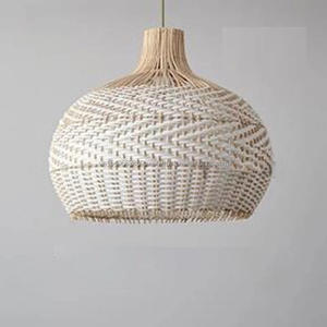 Abat-jour en rotin fait à la main en osier bambou naturel rotin éclairage écologique grande lampe suspendue lustre - Product Image 5