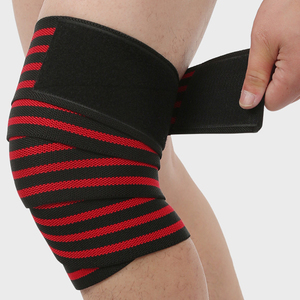 Breathable Knitted <b>Knee</b> <b>Wraps</b> Black and Blue Striped Universal Fit Pull-On Compression Support for Elbow Protection - Product Image 2