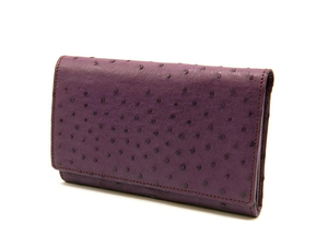 Portefeuille long pour femme en cuir véritable à motif d'autruche, fermeture pliante, style minimaliste, marron, doux, pour un usage quotidien - Product Image 2
