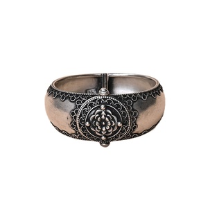 Direct Factory Sales Highest Selling Floral Pattern Oxidised Silver <b>Ruby</b> Stone Studded Girls Ethnic Wear Kada Bangles from India - Product Image 1