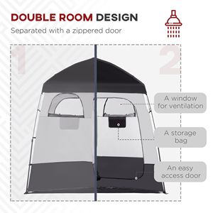 Tenda Spogliatoio Portatile a Due Stanze per Campeggio e Doccia con Borsa per il Trasporto - Per 2 Persone, Nera - Product Image 4