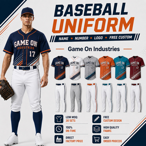 Ensembles de maillots et pantalons d'équipe sublimés avec design gratuit, personnalisation du nom et du numéro de l'équipe, uniforme de baseball confortable pour adultes - Product Image 1