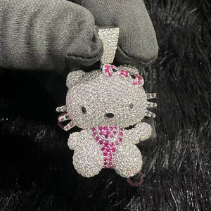 Custom ODM OEM Pink Kitty Logo Necklace Designer Pendant Fine Jewelry Pendants & <b>Charms</b> Stainless Steel Factory Jewelry - Product Image 2