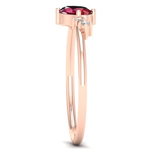 แหวนหมั้นเพชรโมอิสซาไนต์ทองคำแท้ 14K ดีไซน์พิเศษจาก REYES สำหรับผู้หญิง ทรงรูปไข่ทันสมัย ประดับทับทิม 0.5 กะรัต แหวนแต่งงาน - Product Image 3