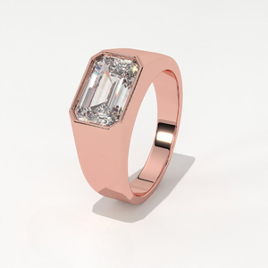Bague Aarinya Aurelia pour homme, solitaire exécutif en or 14 carats avec diamant de laboratoire certifié IGI, taille émeraude moderne et épurée, style est-ouest - Product Image 6