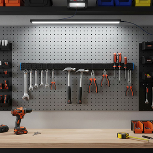 Heavy Duty Hook Rail <b>Wall</b> <b>Mount</b> Garage Storage System With Multiple Utility Hooks <b>For</b> Tools Bikes <b>Hoses</b> And Equipment GAR002 - Product Image 6