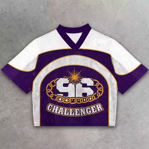 Maillot de football américain rétro surdimensionné personnalisé grande taille, style streetwear, coupe courte, en maille respirante à séchage rapide, coupe carrée - Product Image 1