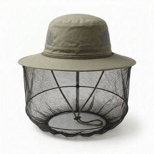 Malla de protección facial transpirable para apicultura, ventilada, para actividades al aire libre, ajuste regular, verde, poliéster de 3 capas - Product Image 3