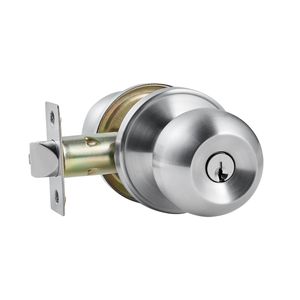 Maniglia per Porta d'Ingresso in Nichel Satinato con Pomello a Sfera, Tutto in Metallo, Ottone e Ferro, Maniglie per Porte Esterne con Blocco a Girello Interno - Product Image 4