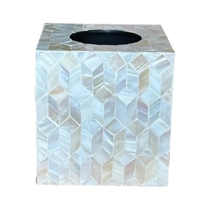 Boîte à mouchoirs artisanale en nacre, motif géométrique glamour, porte-serviettes carré, décoration de table - Product Image 4