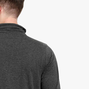 Pull en tricot à col rond pour homme, manches longues, couleur unie, décontracté, 100% coton, 220g, gris, séchage rapide, respirant, uni - Product Image 3