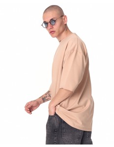 Camiseta Beige Extra Grande para Hombre, Manga Corta, Cuello Redondo, Algodón Jersey, Informal, con Estampado de Logotipo en la Parte Delantera - Product Image 6