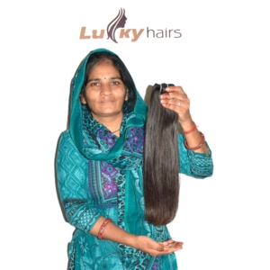 Extensions de cheveux humains indiens 100% naturels, noirs, soyeux, coupés droit, 100g, double trame machine, vierges Remy, lisses, pointes pleines - Product Image 6