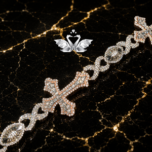 Cross Moissanite Charm <b>Bracelet</b> 925 Silver Rhodium Plated Pave Setting Religious Jewelry Unisex - Product Image 4