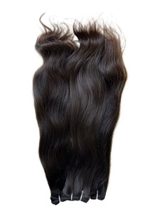 Extensions de cheveux humains indiens Remy à clipser NAJIR HAIR HUB, noirs, ondulés, longs, 4 pièces - Product Image 1