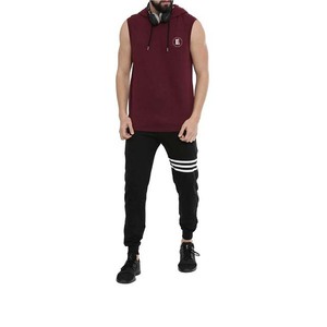 Gilet à capuche sans manches pour homme et garçon, sweat-shirt de sport imprimé avec logo, gilet de fitness, sweats à capuche pour hommes - Product Image 4