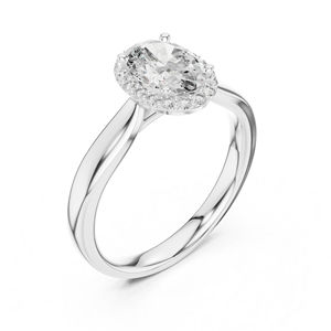 Anillo de Compromiso de Oro Amarillo de 14K con Diamantes Cultivados en Laboratorio, Ovalados y Redondos, para Mujer |   Diamante Cultivado Nuevo - Product Image 4