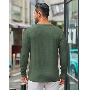 Camiseta de Manga Larga de Algodón Personalizada para Hombre, Cuello Redondo, Básica, Lisa, Proveedor al por Mayor OEM ODM - Product Image 5