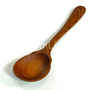 Mini-louche en bois de teck naturel OEM, petite cuillère de service pour sauce, soupe, bouillie, ustensiles de cuisine en bois faits à la main, écologiques - Product Image 1