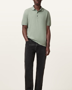 Chemise pour homme en coton 100% tricoté, tissé, uni, respirant, style golf avec logo brodé - Product Image 4