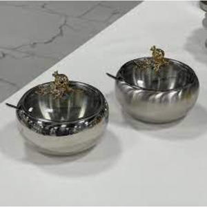Cuencos de metal pulido con decoración de granada dorada, diseño moderno y de moda, para regalo o decoración del hogar, al precio más bajo. - Product Image 1