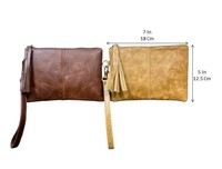 Dompet wanita kulit asli tekstur penuh tahan lama kapasitas tinggi Fashion mewah 2025 dompet tangan gelang logo kustom untuk wanita