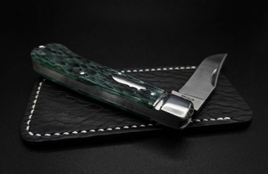 Couteau pliant à lame droite en acier Damas fait main avec manche en bois et étui en cuir, outil de survie pour le camping, vente en gros - Product Image 2