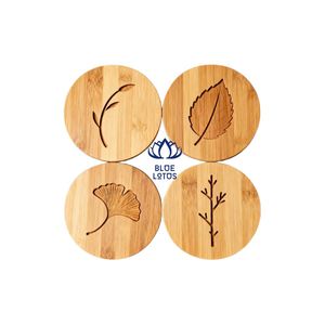 Wood Round <b>Table</b> <b>Mats</b> Non Slip Vintage Eco-Friendly Handmade Reusable Decorative Pads - Product Image 1