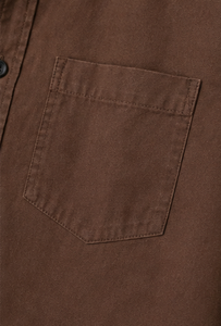 เสื้อเชิ้ตผู้ชายสีน้ำตาล ปกพับได้ แขนยาว สไตล์ลำลอง - Product Image 3