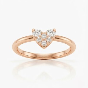 Anillo de Mujer Romántico con Moissanita Chapada en Oro Rosa de 18k, Diseño de Corazón con Diamantes Brillantes Engastados en Puntas - Product Image 1