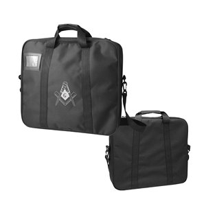 Premium <b>Masonic</b> Apron Carrying <b>Case</b> Provincial Size Black with Silver Square and Compass (Printed) | Freemason Bags & <b>Cases</b> - Product Image 1