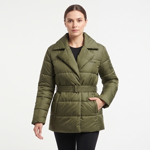 Custom Printing Women's Winter Puffer Jacket Quilted Waist <b>Belt</b> Coat Lightweight Warm Casual Insulated Outdoor Wear - Product Image 4