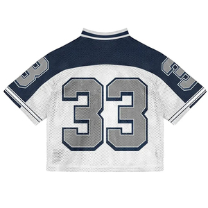 Maillot de football américain en maille pastel Sports World, col en V, manches courtes, vêtements de sport, numéro personnalisé, unisexe, été, polyester/coton - Product Image 3
