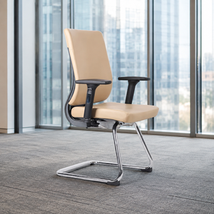 Chaise de bureau moderne en cuir PU, base cantilever chromée, accoudoirs fixes, chaise de direction ergonomique pour usage domestique ou professionnel KINSHA VTP-04 - Product Image 1