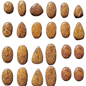 พลอยแจสเปอร์มารียัมธรรมชาติทรงคาโบชองลายดอกไม้รัก  ขัดเงา สำหรับทำเครื่องประดับ แหวน จี้ ขายส่ง - Product Image 5