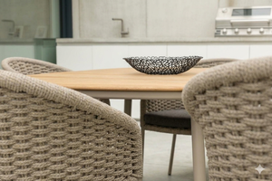 Juego de Comedor de Mimbre Moderno para Exteriores ROCF-038, Resistente a los Rayos UV, Ratán de Polietileno, Estructura de Aluminio con Recubrimiento en Polvo, Muebles de Jardín Contemporáneos - Product Image 6