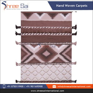 <b>Neutral</b> Cotton Rug Flat Weave Washable Minimalist Dhurrie for Bedroom Lounge or Scandinavian Inspired Decor at Wholesale Price - Product Image 2