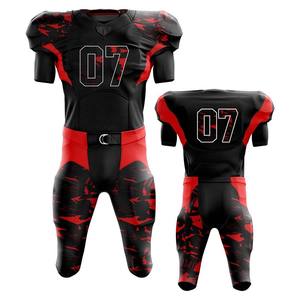 Ensemble d'uniformes de football américain personnalisés avec impression numérique, effet néon, noir et rouge, numéro 7, unisexe, ajusté, manches courtes - Product Image 3