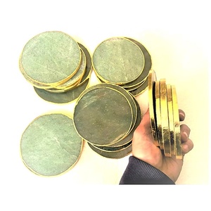 Posavasos Clásicos de Piedra de Ágata Verde Aventurina de 5 mm con Borde Dorado para Tazas de Té y Café - Venta al por Mayor - Product Image 2
