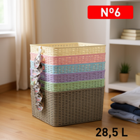 Cesta de Almacenamiento Apilable de Plástico Colorida CESTA RATTAN N6 28.6L