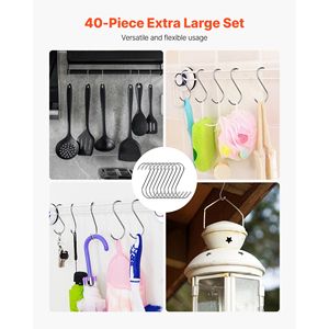 Ganci Metallici a Forma di S, Confezione da 40, Dimensione 3,4 Pollici, Capacità di Carico 22,05 Libbre, Materiale in Lega di Acciaio Inossidabile Resistente, Modello OEM - Product Image 3
