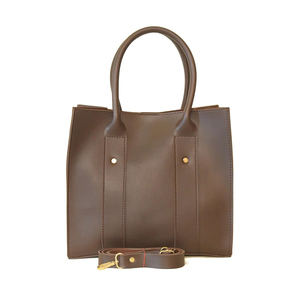 Premium Quality <b>Leather</b> Brown Tote Handbag Durable Spacious Interior Soft Handles Comfortable Carrying Stylish <b>Strip</b> Design OEM - Product Image 2