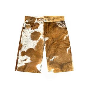 Pantalones Cortos de Cuero Genuino de Vaca para Hombre, Estilo Western con Estampado de Pelo de Vaca, Lujo Urbano, Diseño de Verano, Estilo Biker, ¡Venta Caliente! - Product Image 1