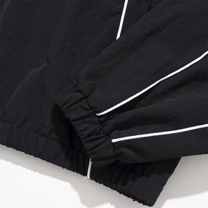 Custom Sports <b>Running</b> Waterproof <b>Jacket</b> Stand Zipper Print Reflective Piping <b>Men</b> Black Crinkle Polyester/Spandex Windbreaker - Product Image 6