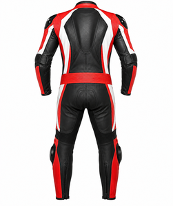 DUMELA INTERNATIONAL Red Black <b>White</b> Leather Adult Motorcycle Racing <b>Suit</b> Full <b>Body</b> Protection Abrasion Resistant Windproof - Product Image 2
