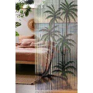 Eco-Friendly Palm Tree Bamboo Beaded Curtain Bohemian Design Blackout Light Control Handmade Vietnamese Craft Wall Hanging for - Product Image 2
